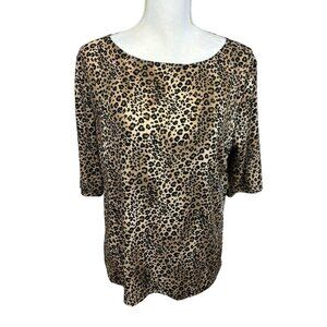 AGB Byer California leopard blouse, size Large, silky, dressy, party, animal